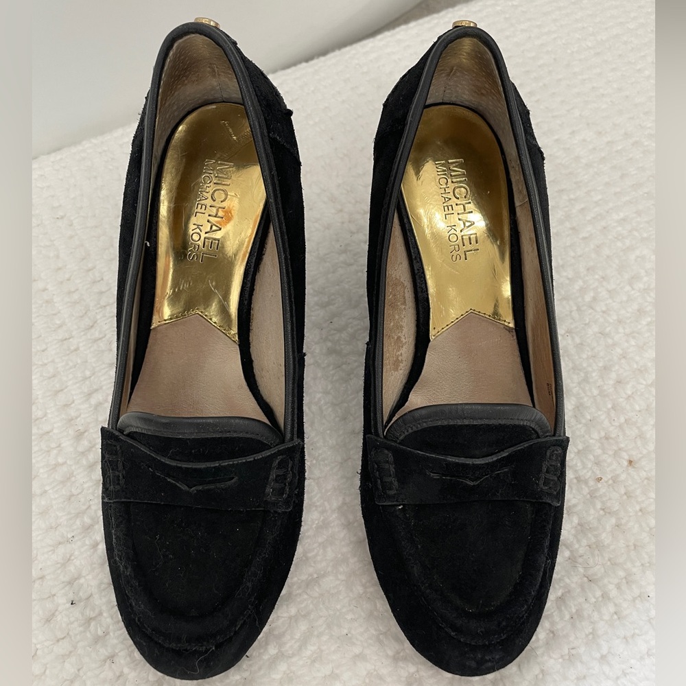 Michael Kors Woman's Rory Loafer Wedge Pumps Black, Size 6.5